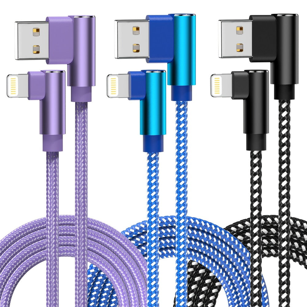 10ft Nylon Braided Lightning Cable 3-Pack MFi, USB-A to Lightning iPhone Charger Cord for iPhone 14 13 12 11 Pro Max XS XR X 8 7 SE
