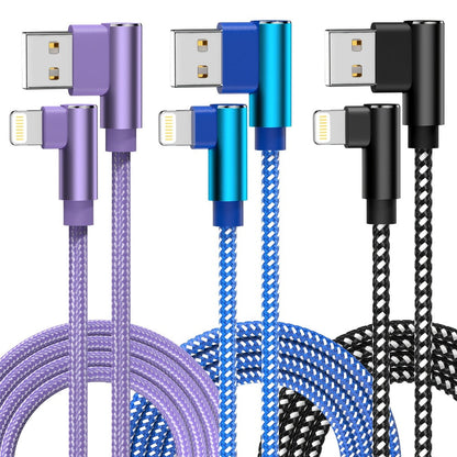 10ft Nylon Braided Lightning Cable 3-Pack MFi, USB-A to Lightning iPhone Charger Cord for iPhone 14 13 12 11 Pro Max XS XR X 8 7 SE