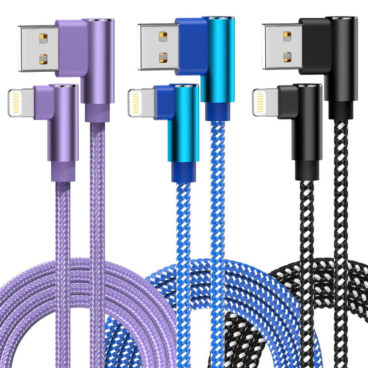 10ft Nylon Braided Lightning Cable 3-Pack MFi, USB-A to Lightning iPhone Charger Cord for iPhone 14 13 12 11 Pro Max XS XR X 8 7 SE