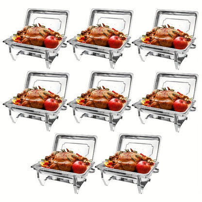 Chafing Dishes Buffet Set 9QT Stainless Steel Food Warmer Trays for Parties Hotel Christmas – 1/2/4/6/8 Pack