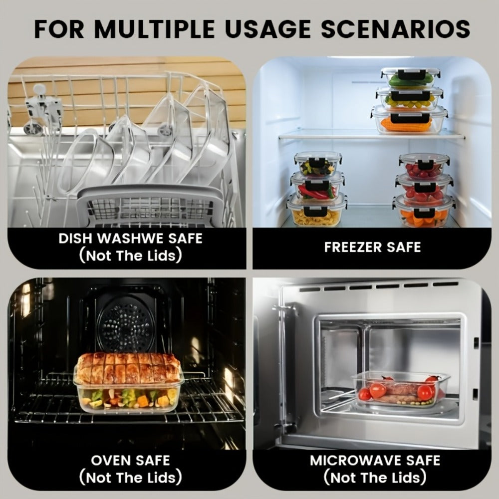 Food Storage Containers 12-Piece Glass Set with Clip-On Lids for Meal Prep and Pantry Organization