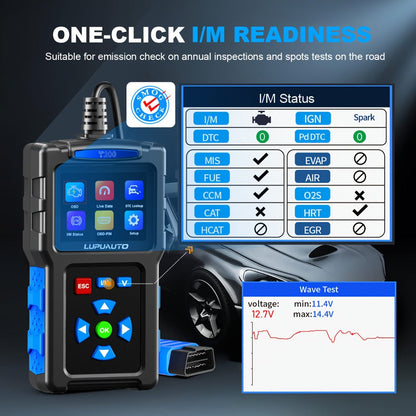 T200 or T300 OBD2 Scanner with Color Screen, I/M Readiness Menu and T300 Battery Check Option