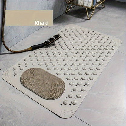 Bath Mat with Massage Buttons - PVC Shower Mat with Polka Dot Pattern, 0.35" Thick Rectangular Bathroom Safety Mat
