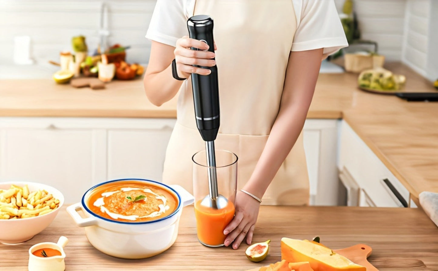 400W Immersion Blender with Two-Button Control, Detachable Shaft and 38 cm Black Handheld Body