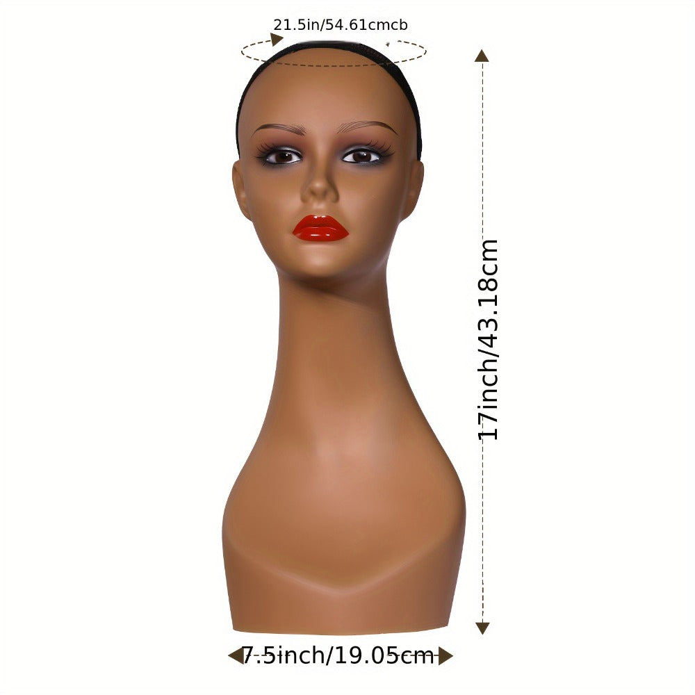 Female Wig Display Mannequin Head 4 Pcs Set Plastic – Hat Necklace Holder Salon Training Practice Retail Store Showcase Hairstyle Display