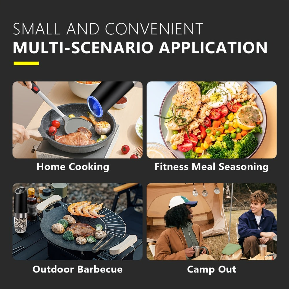 2pcs USB Rechargeable Electric Salt and Pepper Grinder Set with LED Light & Adjustable Coarseness