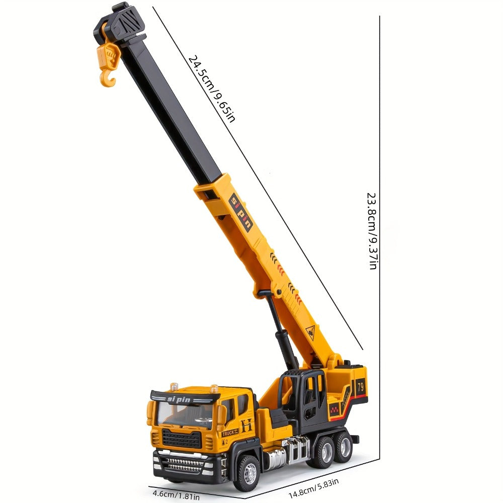 Die-Cast Construction Vehicle Toy Set, Mini Alloy Excavator, Dump Truck, Cement Mixer & Crane Trucks for Toddlers Boys Ages 3+