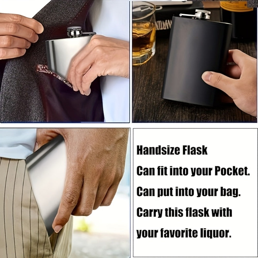 Stainless Steel Whiskey Flask Gift Set with Cup Filter & PU Leather Cover – 8.1oz + 3oz Dual Bottle Bar Gift for Men