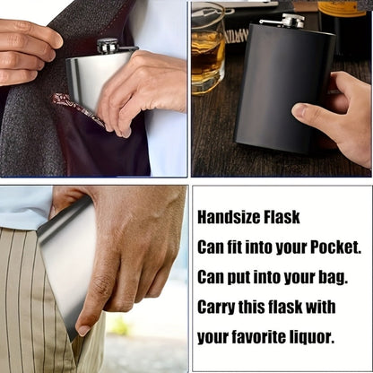 Stainless Steel Whiskey Flask Gift Set with Cup Filter & PU Leather Cover – 8.1oz + 3oz Dual Bottle Bar Gift for Men