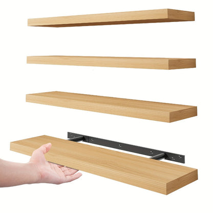 Floating Shelves Wall Mounted Set of 4 – 22 Inch Wall Shelves with Invisible Brackets for Bathroom Living Room Bedroom Kitchen Decor