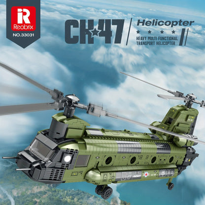 Chinook Helicopter Building Blocks Set 1622 Pcs – US Military CH-47 Transport Helicopter MOC Model Kit Adults Teens Aviation Military Fan