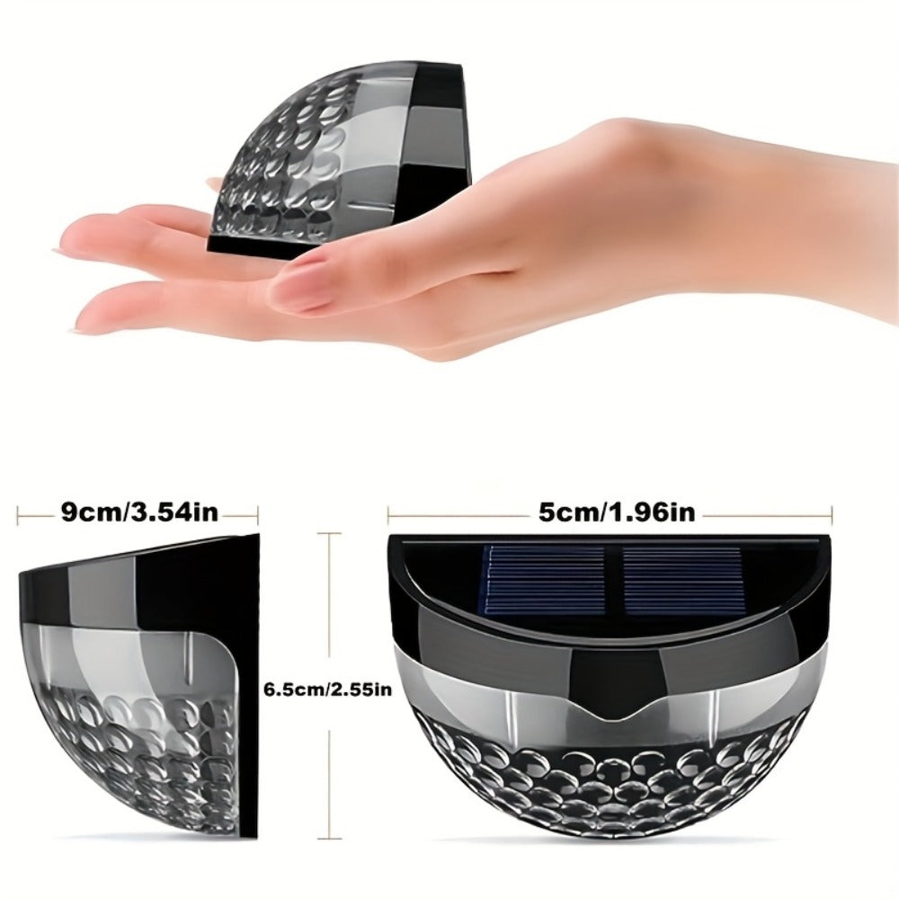 Six-Piece Solar Wall Light Set with Fan-Beam Pattern, 9 x 6.5 x 5cm Black Shells and Two Light Colors
