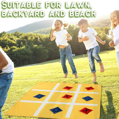 Giant Tic Tac Toe Bean Bag Toss Game Set Outdoor Lawn Game with 4.92ft Cloth 10 Bean Bags Ground Nails for Home and Salon Manicures
