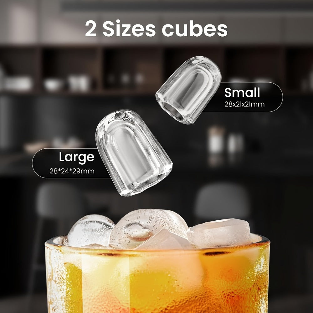 Pebble Ice Maker Countertop, /24H, 2 Ice Cube Sizes, Sonic Bullet Ice Machine, Auto-Cleaning, Stainless Steel