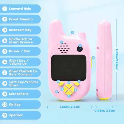 Kids Video Walkie Talkies 2 Pack with Video Call, Voice Changer & Dual Camera, Long Range Outdoor Toy