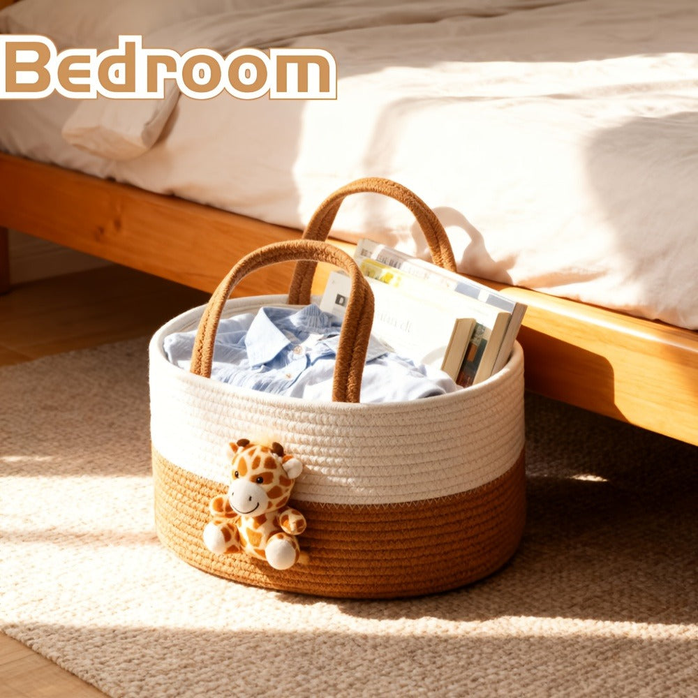 Cute Animal Woven Storage Basket, Decorative Desktop Organizer for Remote Controls, Toys, Stationery & Small Items