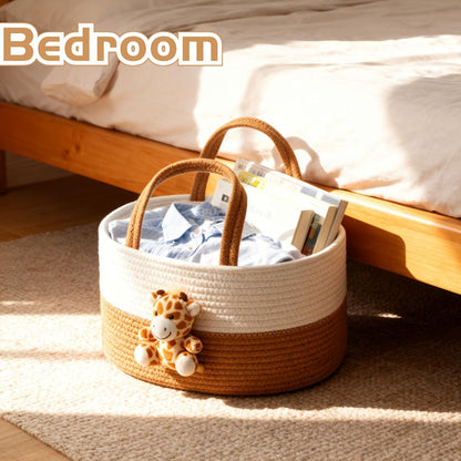 Cute Animal Woven Storage Basket, Decorative Desktop Organizer for Remote Controls, Toys, Stationery & Small Items