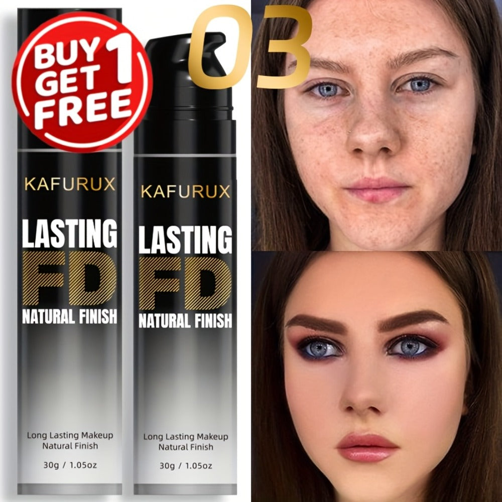 KAFURUX Liquid Foundation Two-Bottle Set with Pump Dispensers and Eight Matching Shade Pairs