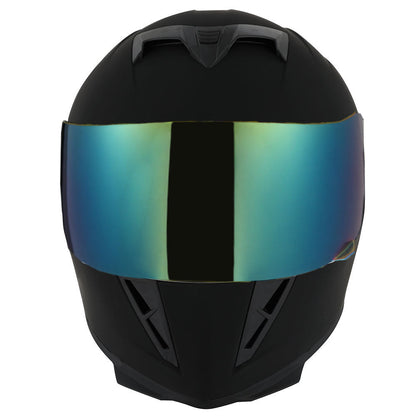 Motorcycle Helmet Full-Face Shell with Tinted and Spare Clear Shields, Quick-Release Buckle, Nine Styles and S-XL Sizes