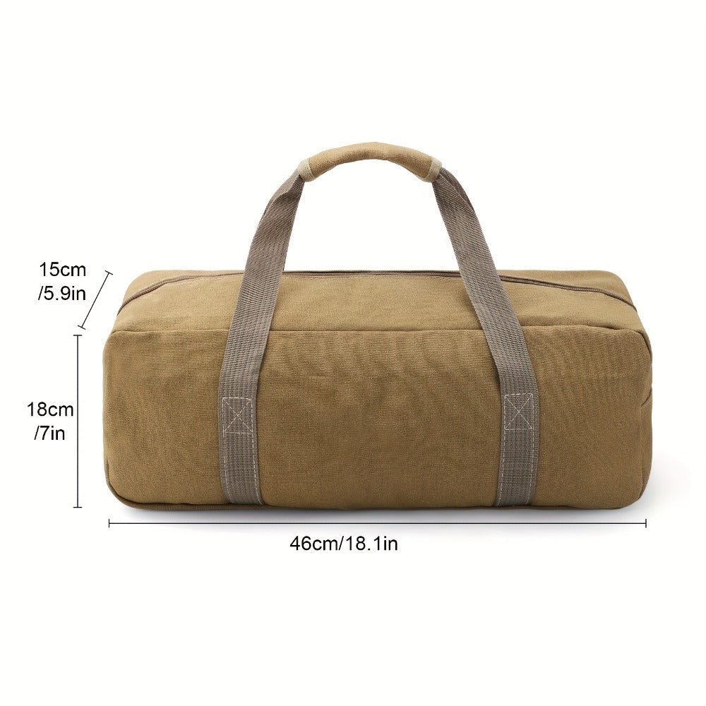 Canvas Tool Bag with Zipper, Large Tool Organizer Tote for Mechanics, Electricians & Carpenters, Portable Storage Bag for Wrenches