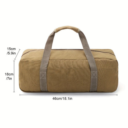 Canvas Tool Bag with Zipper, Large Tool Organizer Tote for Mechanics, Electricians & Carpenters, Portable Storage Bag for Wrenches