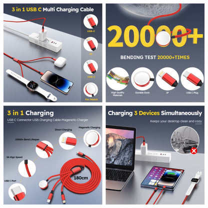 Braided Charging Cable with USB-A or USB-C Input, Three Output Paths and Five Color or Connector Options