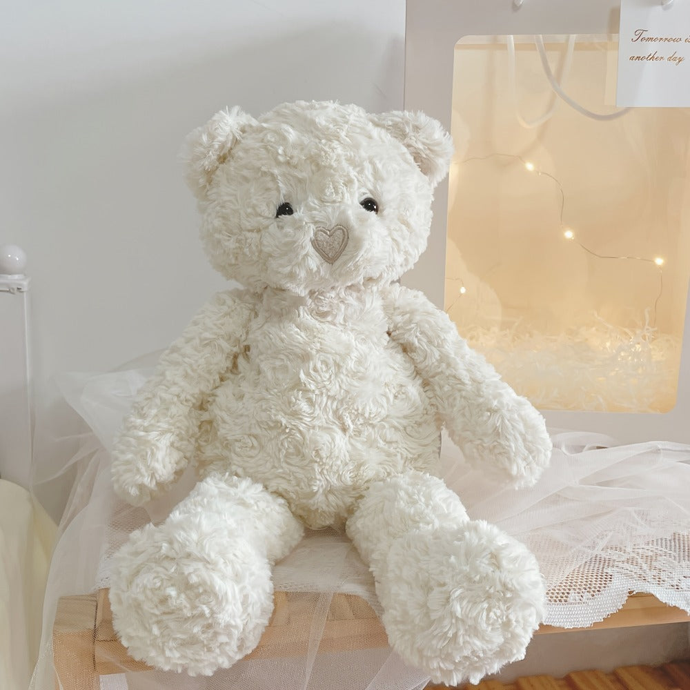 Stuffed Animal White Teddy Bear with Loving Heart Detail, Kawaii Theme and One product details Style