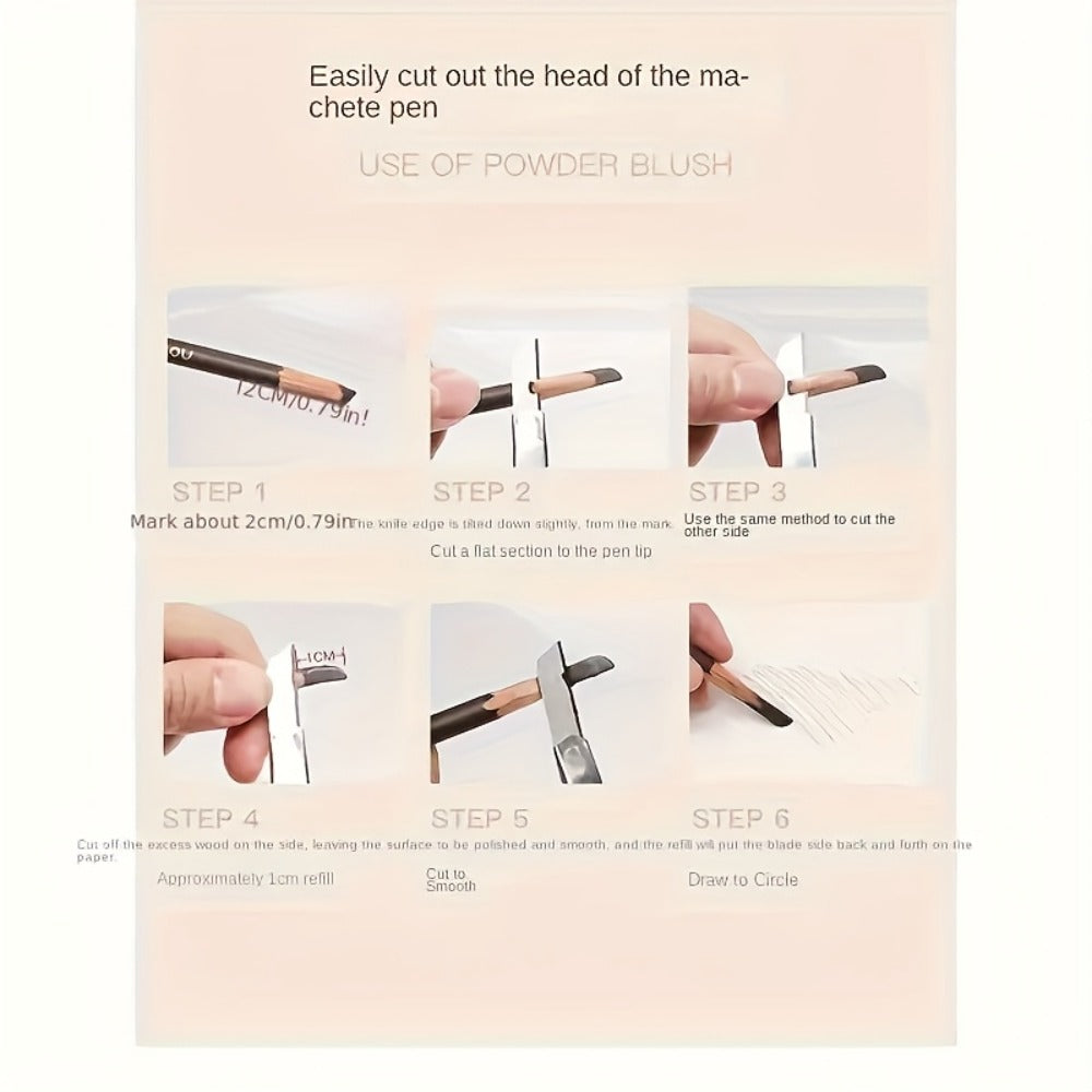 Microblading Effect Brow Pencil 4-Pack with Eyeliner, Waterproof Smudge-Proof Dual-Ended Eyebrow Pen with Spoolie Brush