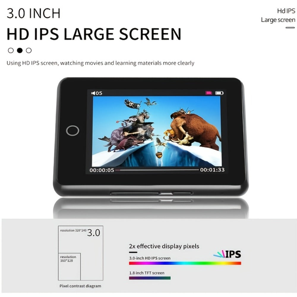 HiFi Touchscreen MP3 Player 2.4" IPS HD Display, Music & Video Playback, E-Book Reader, Voice Recorder