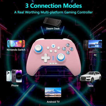 Three-Mode Wireless PC Controller with RGB Lighting, Hall Effect Joystick & Trigger, Programmable Buttons & Vibration for Windows PC