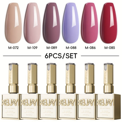 Gel Nail Polish 6-Piece 15ml Rainbow-Candy Frame-Bottle Sets in 7 Numbered Color Palettes for Nail Art
