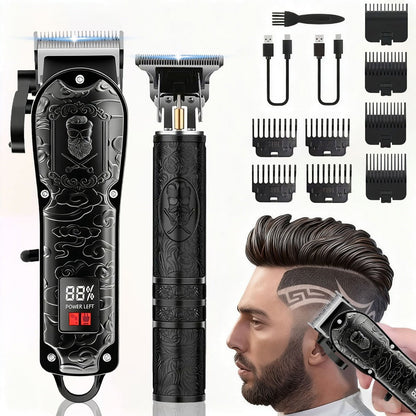 Electric Grooming Kit Foil Shaver Beard Trimmer & Nose Ear Hair Trimmer Set with LCD Power for Everyday Face, Beard and Body Grooming