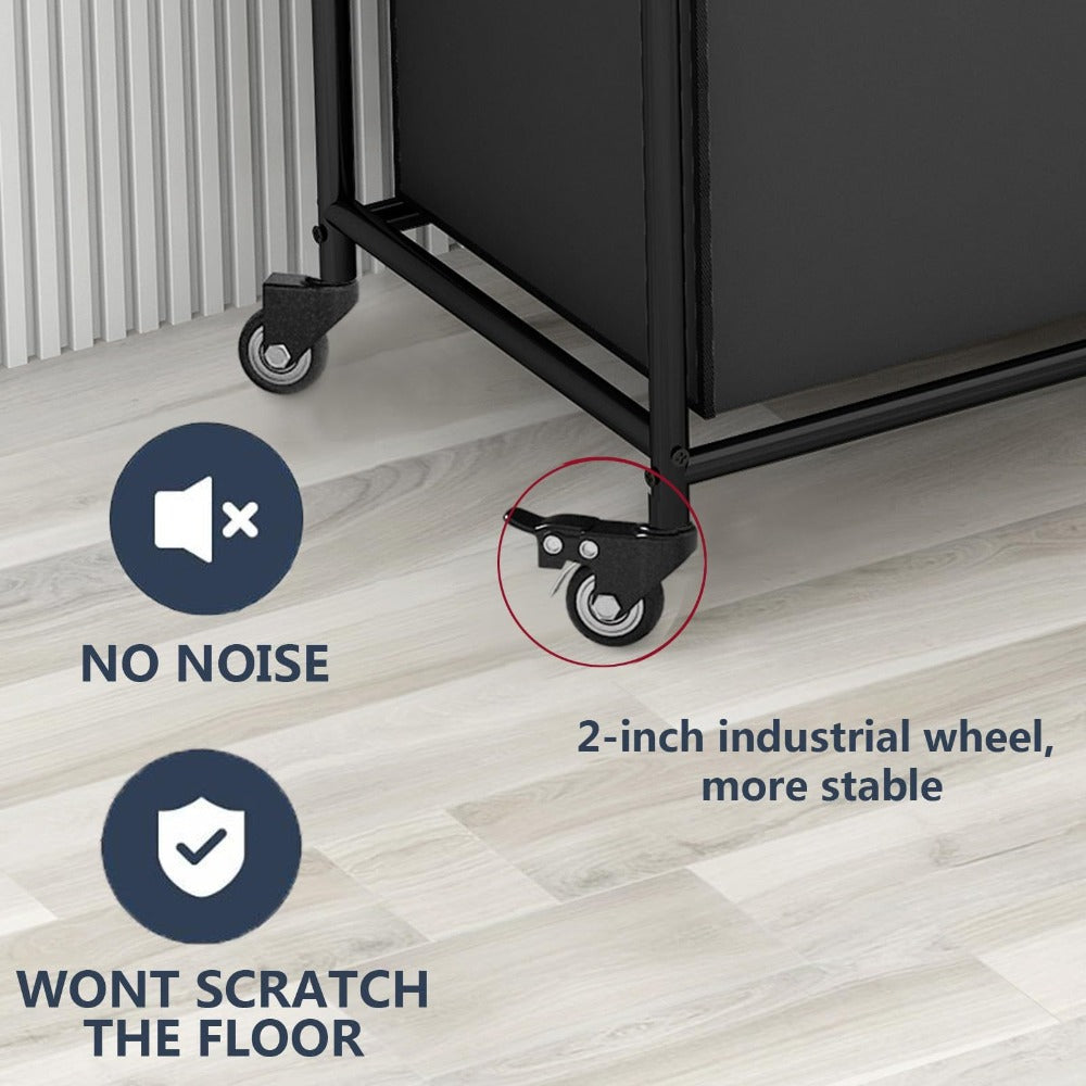 Rolling Laundry Sorter Hamper with Four Removable Fabric Bags, Caster Wheels and Four Color Configurations