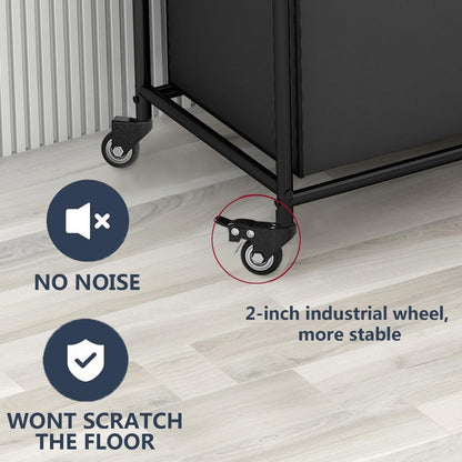 Rolling Laundry Sorter Hamper with Four Removable Fabric Bags, Caster Wheels and Four Color Configurations