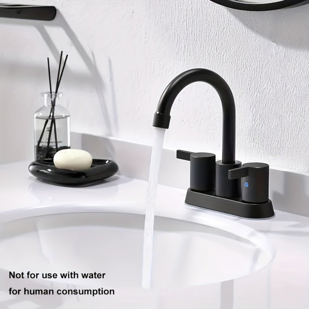 4-Inch Centerset Bathroom Faucet with Dual Handles, Swivel Spout and Single or Two-Piece Finish Options