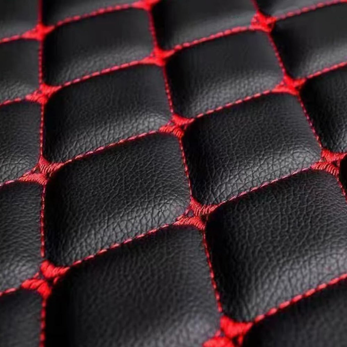 Quilted PU Car Floor Mats, Five-Piece Front and Rear Set in Red, Beige or Brown Color Options