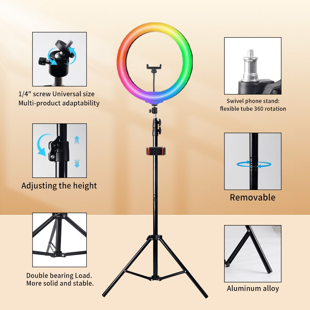 Ring Light 12 Inch Adjustable Brightness RGB with 63 Inch Floor Stand for Photo Selfie Video for an Everyday Personal Care Routine