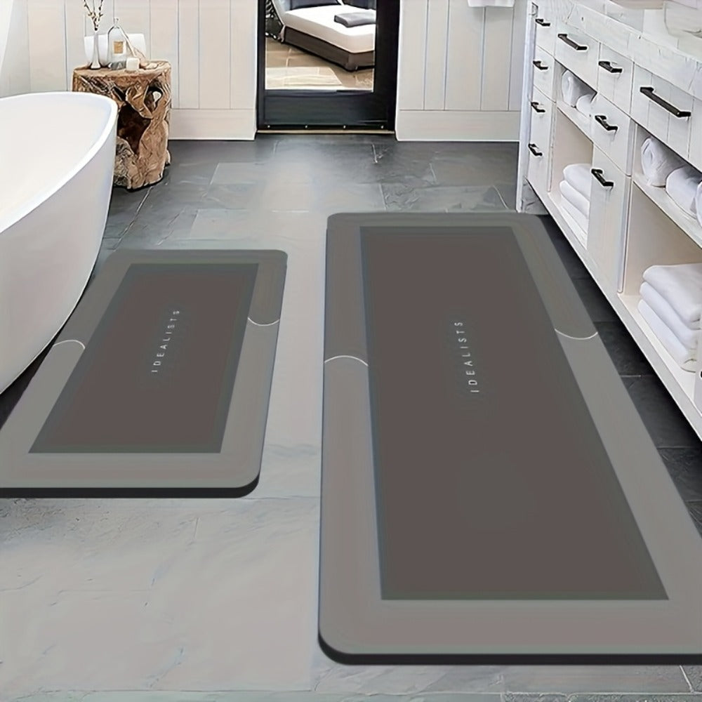 Kitchen Mat Set 2 Piece Anti-Slip Water Absorbent Thickened Diatom Mud Floor Mats for Kitchen Bathroom Entryway