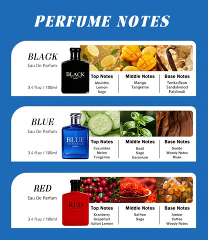 Cologne Gift Set for Men 3 Piece EDT Spray Absinthe Lemon Sage Eau de Toilette Mini 1oz for Bath Time, Home Spa and Personal Care