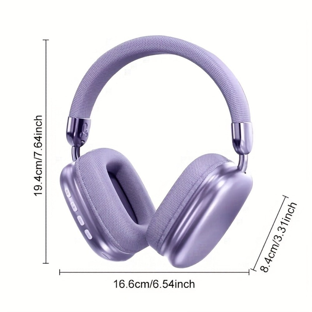 Foldable Over-Ear Wireless Headphones with Cushioned Earcups, Padded Headband and Black or Purple Finish