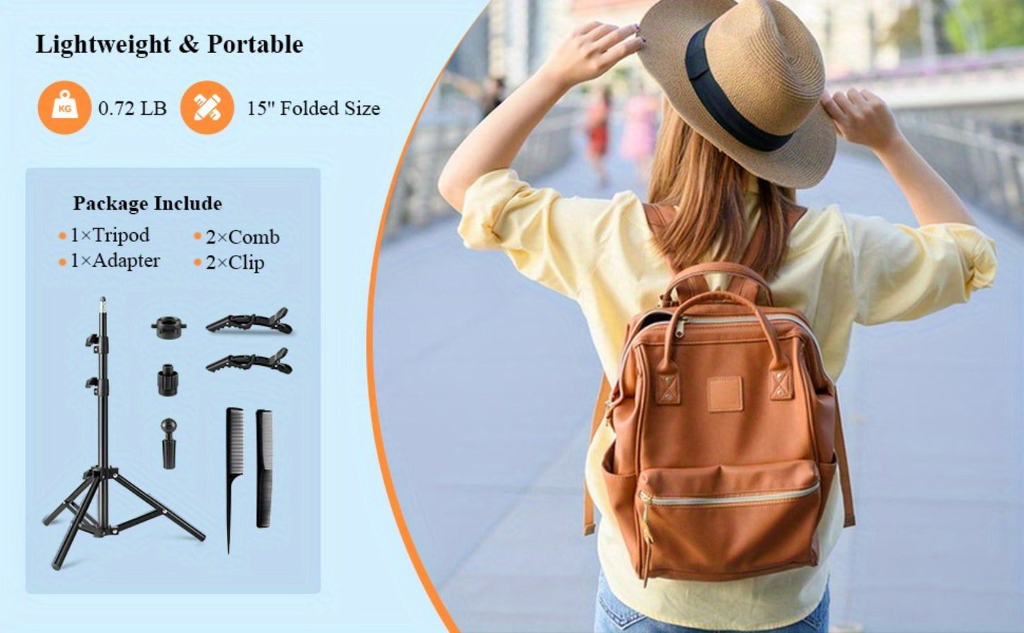 Adjustable Wig Stand Tripod 360 Rotation Aluminum Alloy Height Adjustable to 50 Inch Foldable Portable Mannequin Head Stand for Styling