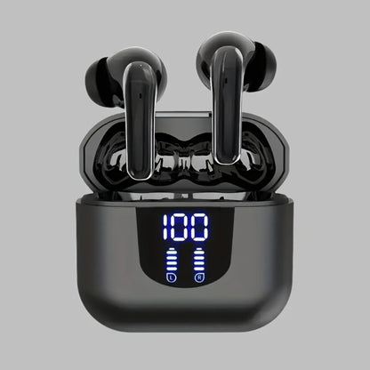 Bass Stereo Wireless Earphones Bluetooth 5.4, Playtime In-Ear Earbuds with Noise Cancelling Mic & LED Display