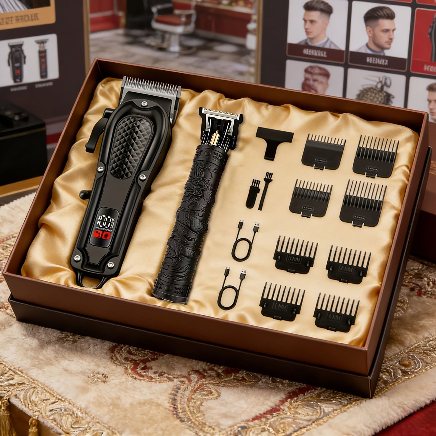 Black Hair Clipper Set with Full-Size Clipper, T-Blade Trimmer, Detail Tool and Foil Shaver, MC401 or MC201