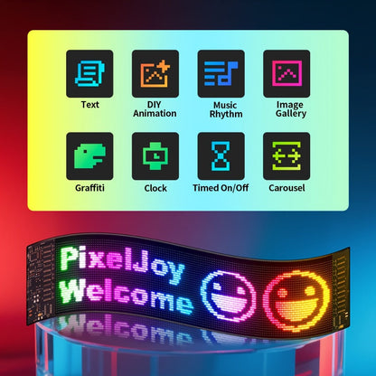 Programmable LED Sign Large Flexible Matrix Panel, App-Controlled Text & Animation, Music Rhythm Display