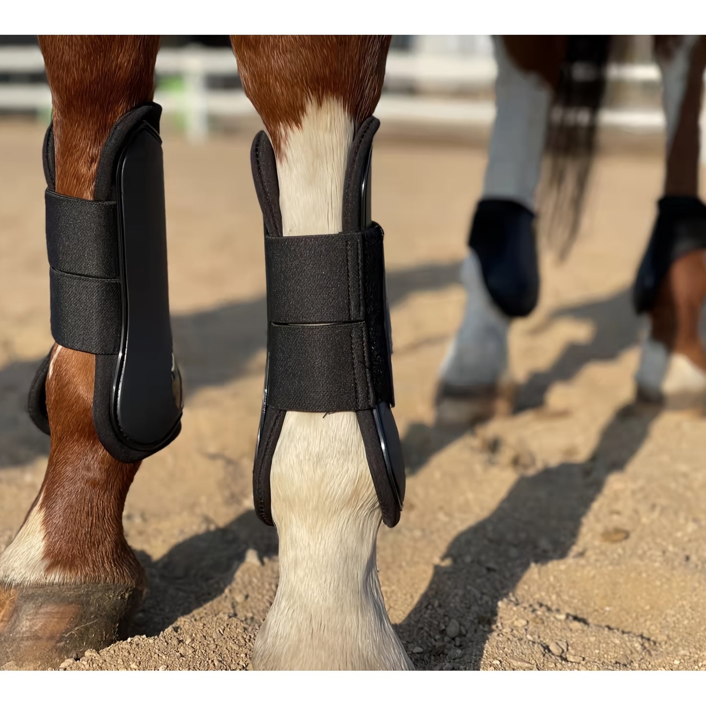 Horse Boots Set of 4 – Open Front Tendon & Fetlock Leg Protection Boots, PU Neoprene Splint Boots for Training, Racing, Riding & Jumping