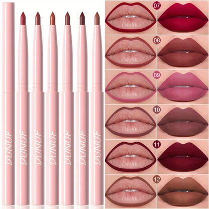 Waterproof Lip Liner Set 12 Pcs 2-in-1 Matte Lipstick Pencil Long Lasting Rich Pigment Smooth Glide Lip Color Kit Nude to Bold Shades