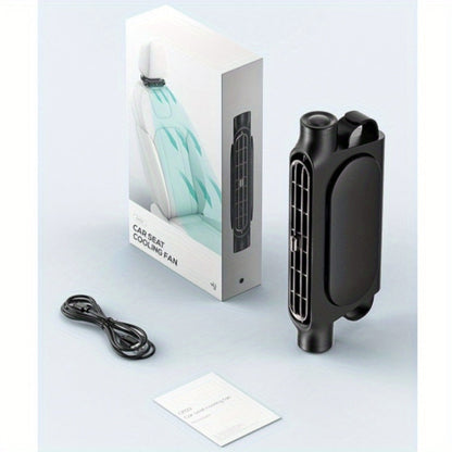 USB Car Seat Fan with Enclosed Air Outlet, Three Speed Settings and White or Black Color Options