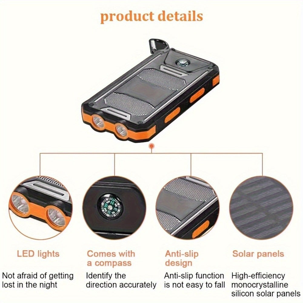 Power Bank for Camping, 20000mAh 40000mAh Portable Charger with Dual USB LED Flashlight & Compass – Waterproof External Battery Pack
