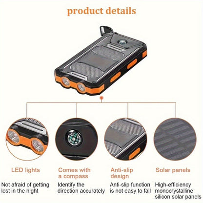 Power Bank for Camping, 20000mAh 40000mAh Portable Charger with Dual USB LED Flashlight & Compass – Waterproof External Battery Pack