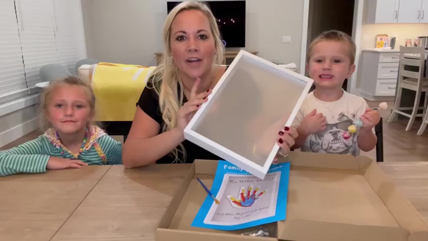 Handprint Kit for Family - DIY Wooden Keepsake Frame with Paint, Baby Hand & Footprint Craft Set